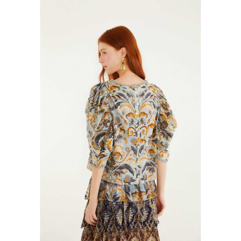 FARM Rio Snake Garden Blue 3D Blouse image number 1